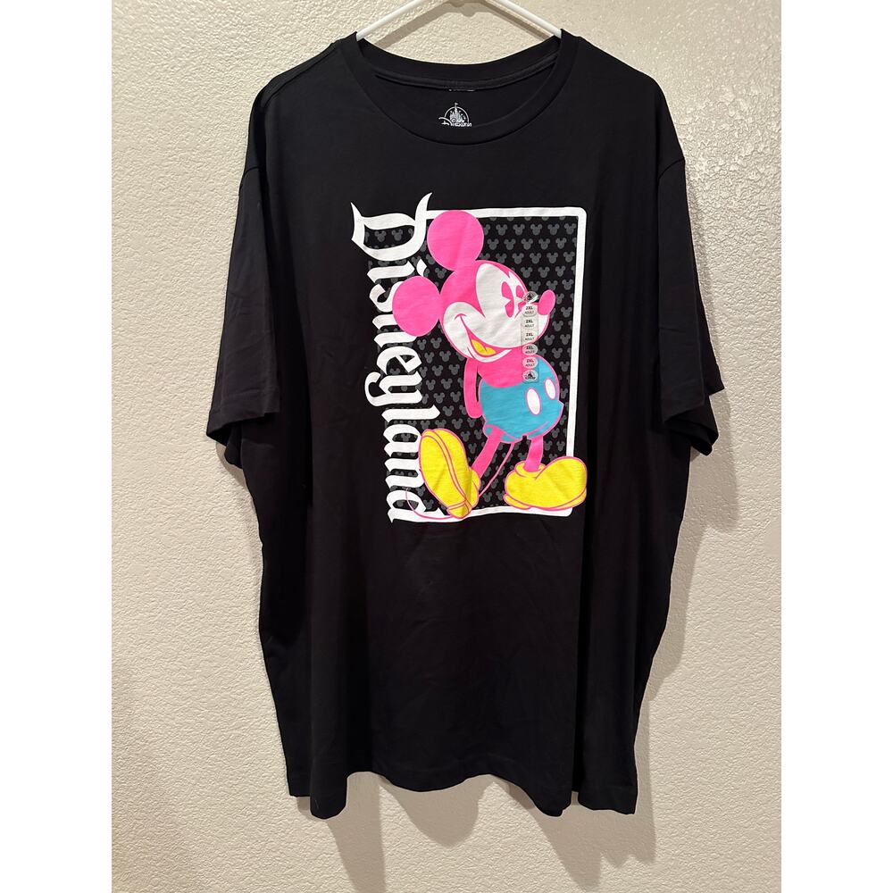 NWOT Disney Parks Disneyland Mickey Mouse Icon Neon Tee sz 2XL